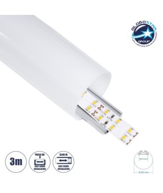 GloboStar® SURFACEPENDANT-PROFILE 70855-3M Προφίλ Αλουμινίου - Βάση & Ψύκτρα Ταινίας LED με Λευκό Γαλακτερό Κάλυμμα - Επιφανειακή & Κρεμαστή Χρήση - Πατητό Κάλυμμα - Ασημί - 3 Μέτρα - Μ300 x Φ6cm